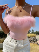 Contrast Fuzzy Ribbed Knit Cami Top